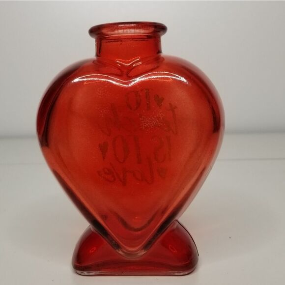 Heart‎ Shaped Red Glass Bud Vase To Teach Is To Love Teacher Valentine 5" - Picture 2 of 10